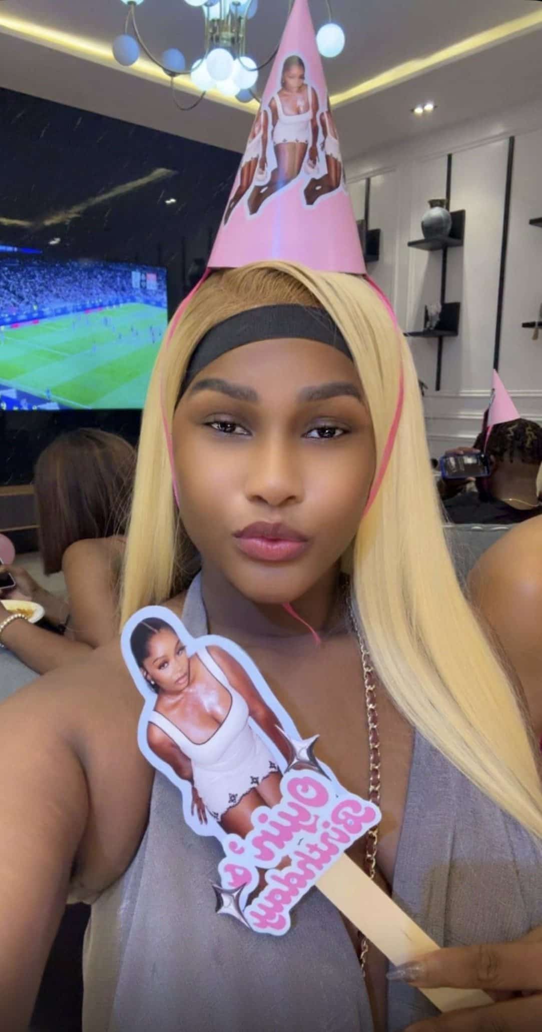 Guest holding a personalised photo prop